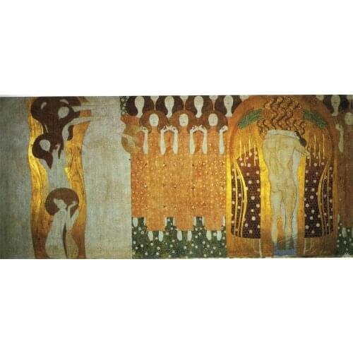 Handmade oil painting reproduction The Beethoven Frieze: The Longing for Happiness Finds Repose in Poetry by Gustav Klimt