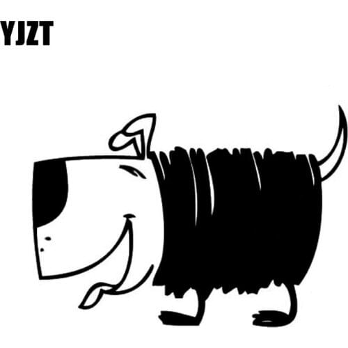 YJZT 15CM*10.6CM Funny Cartoon Dog Sensitive Tact Vinyl Car Sticker Decals Black/Silver C10-00232