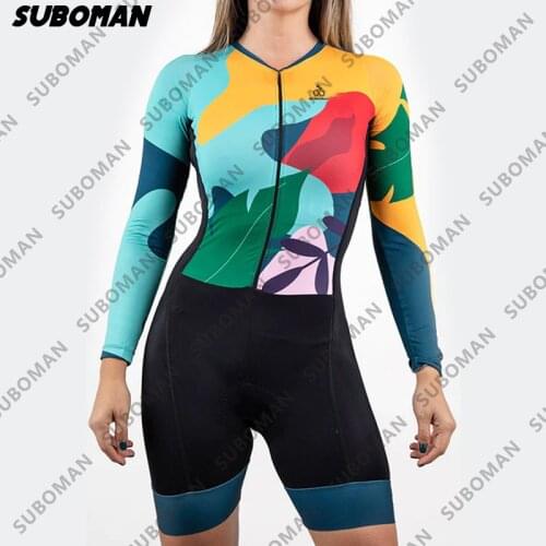 New suboman Pro Team Womens bike Set Female Little Monkey Cycling Jersey Suit Short Sleeve Jumpsuit Overalls Triathlon Clothing