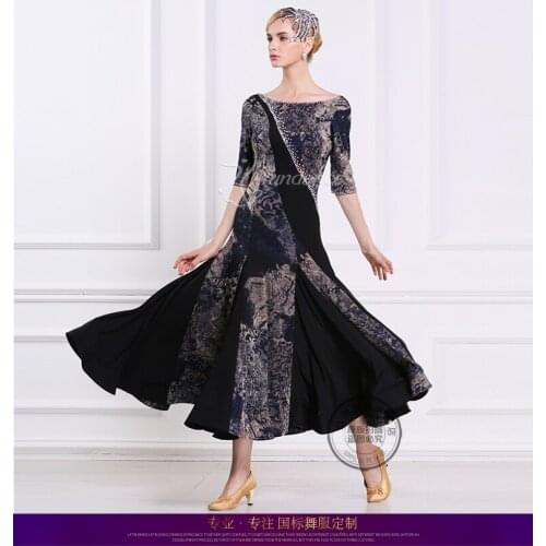 Lady Customized Ballroom Dance Dress Girls Waltz Tango Dancing Dresses Female Standard Flamenco Stage Ballroom Costumes D-0406