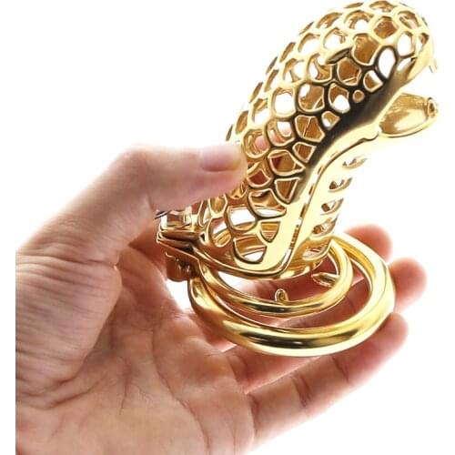 Stainless Steel Gold Snake Cock Ring With Spikes Chastity Cage Erotic Device Prison Penis Ring Sex Toys for Men