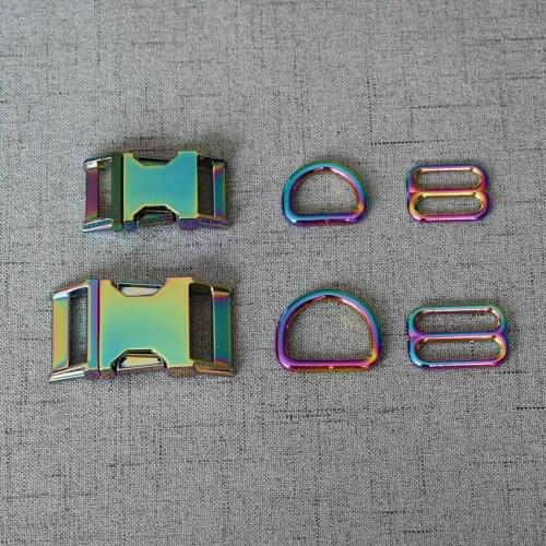 1 Set 20mm/25mm Colourful Metal Hardware D Ring Belt Straps Slider Side Release Buckle Spring Hook High Quality Accessories