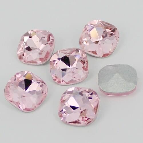 100pcs 10mm pink crystal stone square shape with round angle luxury stones with silver foiled great for home decoration diy