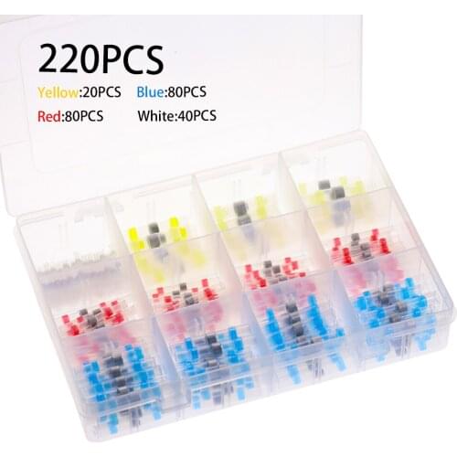 220/250/100/50PCS Heat Shrink Soldering Sleeve Terminals Insulated Waterproof Butt Wire Connectors Electrical Wire Terminals Kit