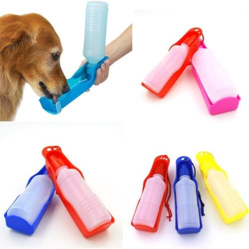 250ml Foldable Pet Dog Drinking Water Bottles Travel Hand Held Puppy Dogs Squeeze Water Bottle Dispenser Flip Down Water Pan