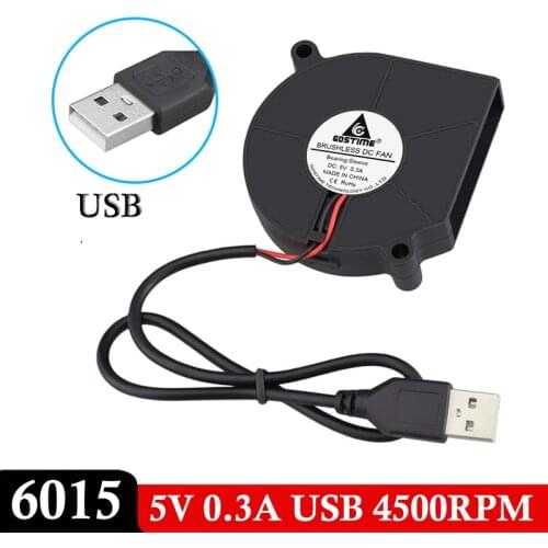 250 Pieces Gdstime 60mm x 15mm DC 5V USB Computer PC Sleeve Bearing Blower Cooling Fan 6015 DC Brushless Turbo Blower Fan Cooler