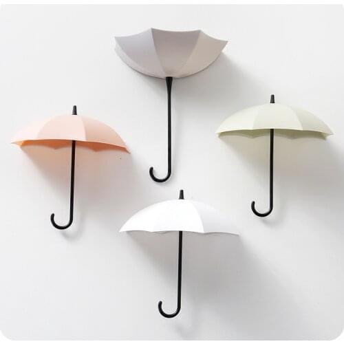 3pcs/set Creative Umbrella Style Hook Strong Viscose Wall Hook Nail-free Key Storage Rack Debris Hook