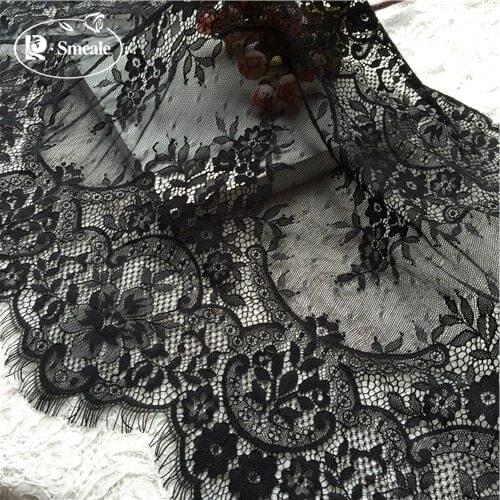 6M/ Lot Eyelash Lace Fabric 45cm DIY Decorative High Quality Soft Off White Nylon Eyelash Lace Trim Wedding Dress Fabric RS390
