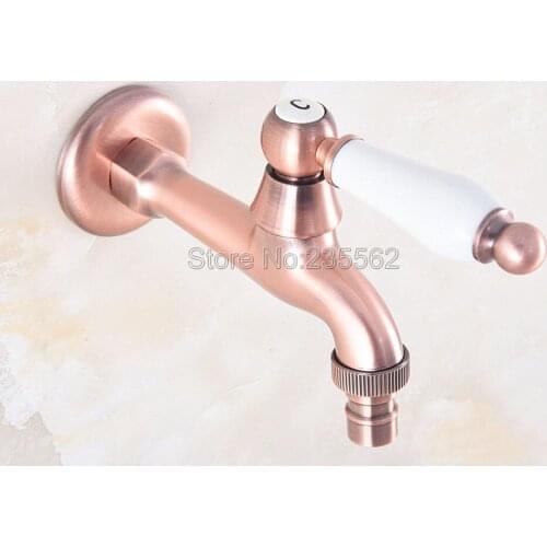 Antique Red Copper Ceramic Handle Laundry Sink Cold Water Tap and Washing Machine Faucet /Garden Water Taps Lav326