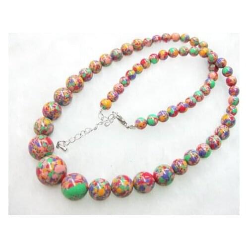 Free Shipping 2014 Fashion diy 6~14mm Multicolor calaite Beads Necklace 18" GS481