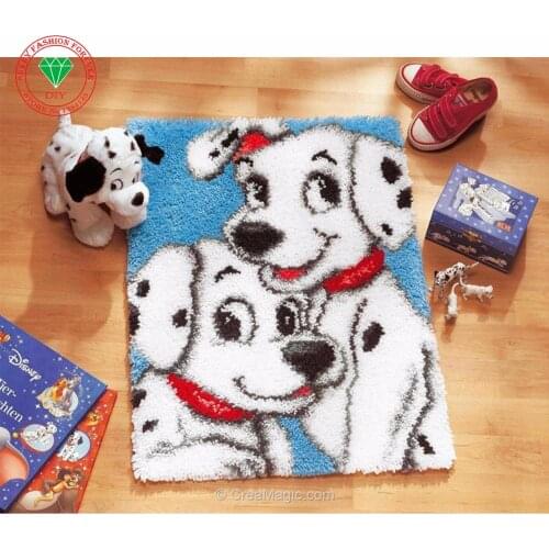 Free Shipping Hook Rug Kit DIY Mat Needlework Kit Unfinished Crocheting Rug Yarn Cushion Embroidery Carpet Spotty Dog
