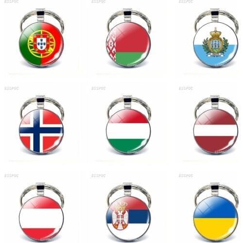 Europe Countries Flag Keychain Austria Ukraine Norway Hungary Latvia Luxembourg Belarus Flag Key Chain Rings Flags Pendant