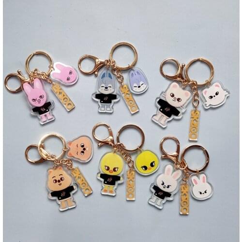 Skzoo Stray Kids Figure Cartoon Double-Sided Printing Transparent Acrylic Keychain Keyring Bag Accessories Gifts