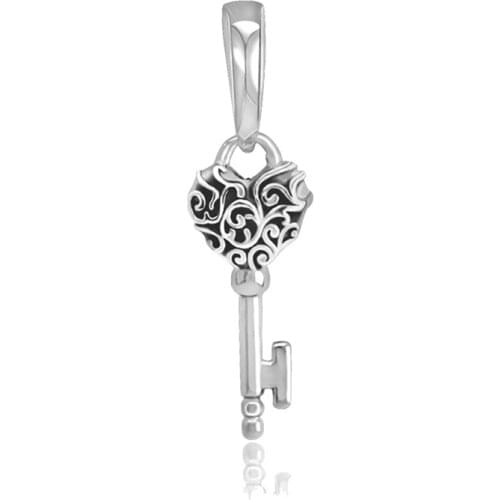 Trendy 925 Sterling Silver Pendant Beads Key Dangle Charm Fit Original Pandora Bracelet Necklace For Woman DIY Jewelry