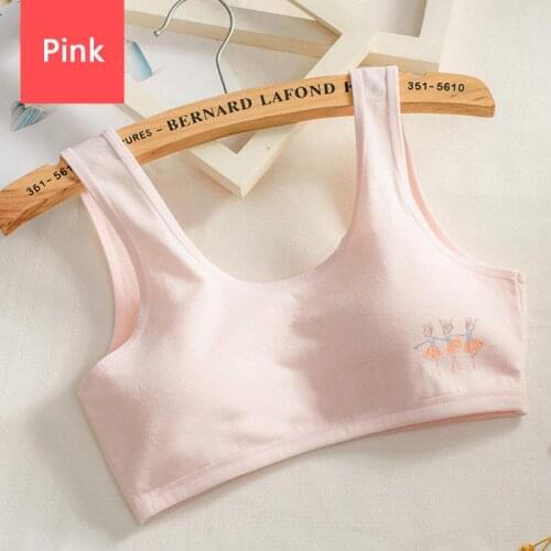 Girls Development Bra Wireless Thin Cup Bra Adolescent Cute Ballet Wide Shoulder Strap Cotton Comfortable Teenage Underwear