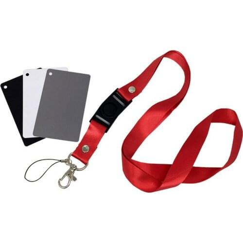 Digital Camera 3 in 1 Pocket-Size White Black Grey Balance Cards 18percent Gray Card with Neck Strap for Digital Photography