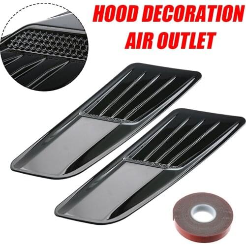 For Ford Mustang 2015-2017 2pcs Black ABS Car Auto Front Hood Scoop Heat Extractor Insert Vent DIY Decor Trim Accessories