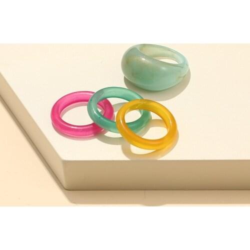 Double Chic Korea Acrylic Rings for Women Transparent Minimalist Resin Finger Ring For Girls Simple Multicolor Fashion Jewelry