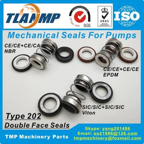 202-20 Double Face Mechanical Seals (Material: CE/CE/EPDM ,CA/CE/NBR, SiC/SiC/Vit) Shaft Size 20mm, Outersize of Seat 36mm
