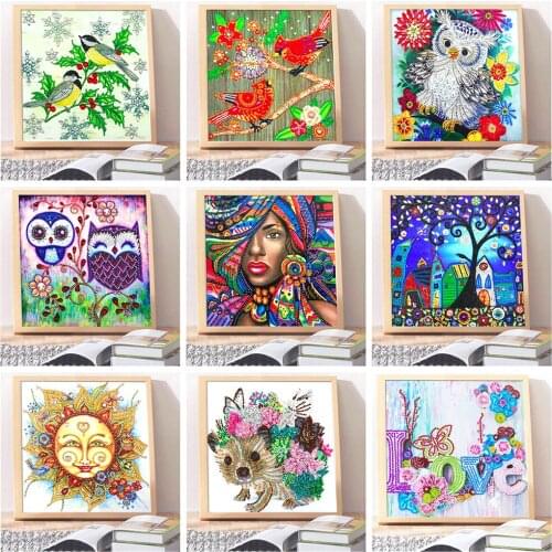 HUACAN 5D Diamond Embroidery Special Shaped Cartoon New Arrival Diamond Painting Mosaic Sale Tree Home Decoration 24x24cm