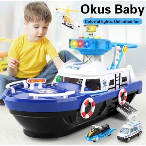 Big Size Music Simulation Track Inertia Childrens Toy Boat Storage Passenger Plane Police Fire Rescue Baby Boy Toy Car