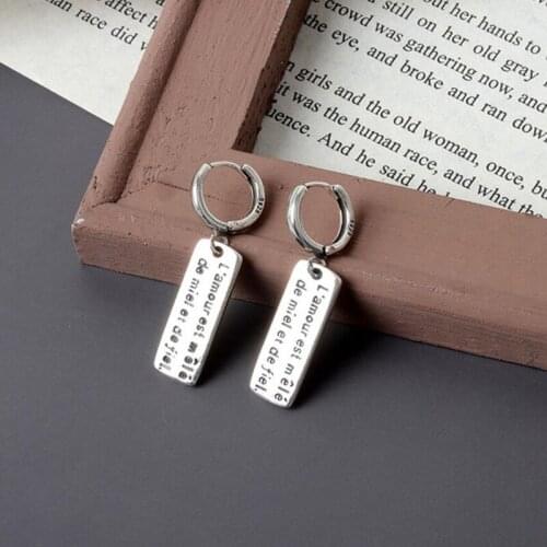 KOFSAC Trendy Chic 925 Silver Earrings For Women Jewelry Vintage Brand Tag Letter Earring Lady Different Occasion Accessories