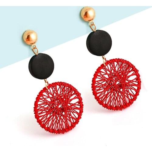 Korean Statement Round Dangle Drop Earrings For Women Fashion Geometric Round Steel Wire Mesh Metal Earring 2019 Jewelry Brincos