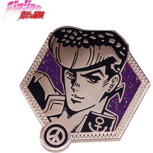 JOJOs Bizarre Adventure Cosplay Glitter Brooch Anchor Peace Sign Costume Decoration Badge Gorgeous Anime Collection Accessories
