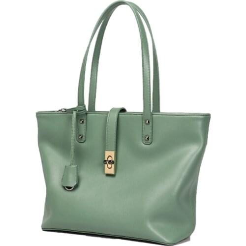 Leather Business Briefcase Women Handbag Female 15 Inch Laptop Commuting Tote Bag Large Capacity Cowhide Shoulder Messenger Bags