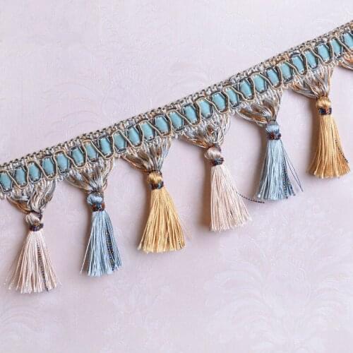 12Yard/lot 9.5cm Wide Curtain Lace Accessories Drapery Tassel Fringes Trim Ribbon DIY Sewing Home Textile Decorative Fabrics
