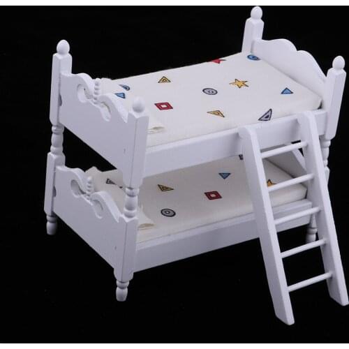 Dollhouse Miniature Children Bedroom Bunk Bed 1:12 Scale Model White
