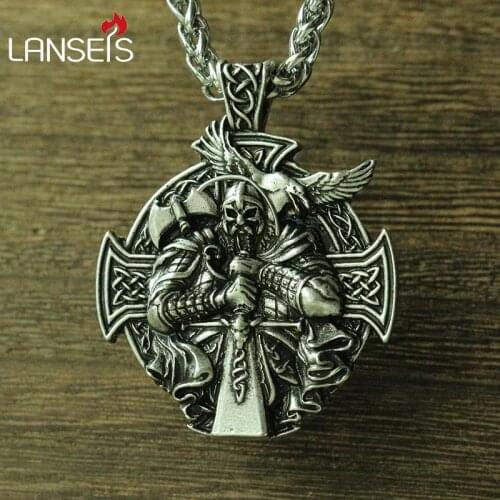 Lanseis 10pcs viking Odin by Helena Rosova necklace pendant Heathen men pendant norse jewelry viking cross raven pendant