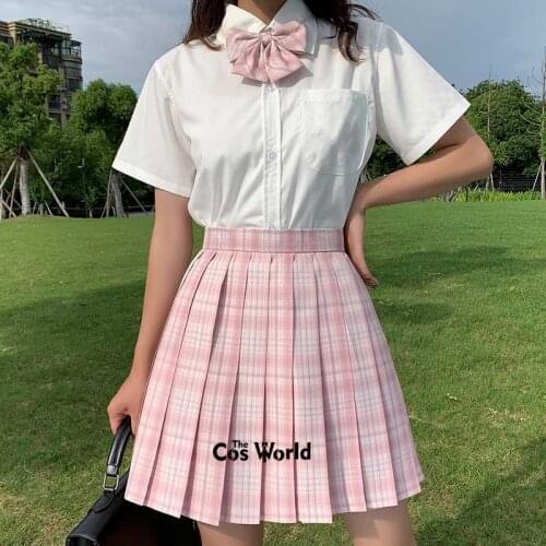 [Teenage Mind] Japanese Girls Summer High Waist Pleated Plaid Skirts For JK School Uniform Students Cloths