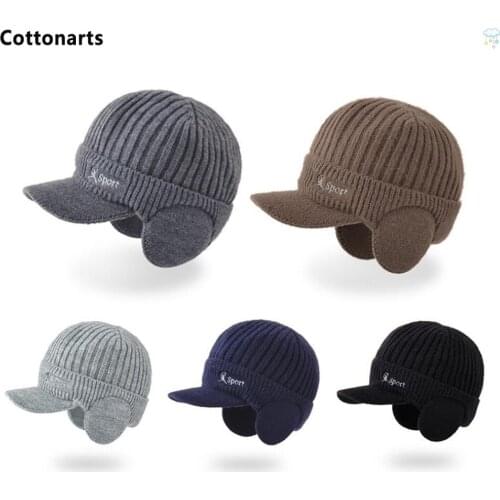 Hot Sale Ear Protection Winter Hats Fur Lined Soft Wool Beanie Hat for Men Women Windproof Knitted Hat Earflap Warm Cap Bonnets