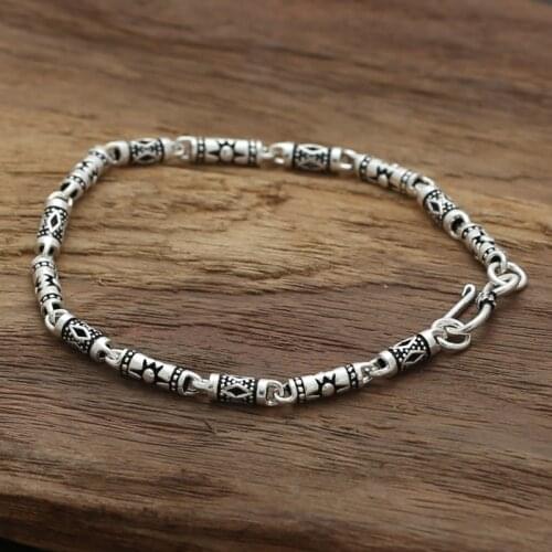 Starfield S925 Sterling Silver Jewelry Star With Version Of Retro Men Women Thai Silver Bracelets&Bracelet Homme
