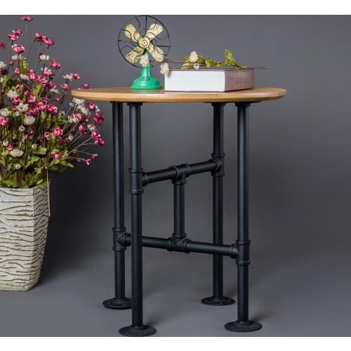 KINMADE Industrial Iron Pipe Coffee Table Leg set, Rustic Black Steel DIY Table Base Kit for Living Room,Restaurant (no wood)