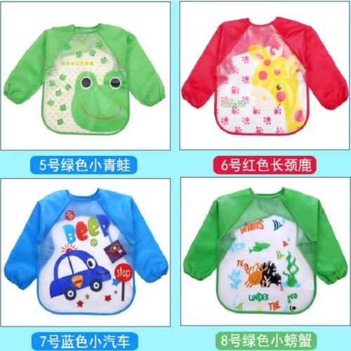 Cartoon Baby EVA Bib Colorful Long Sleeve Meal Apron Clothes Burp Cloths Self Feeding Eating Apron with Pocket Clothes