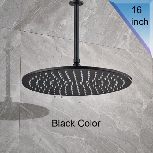 Ceiling Mounted Bathroom 16 inch Showerhead Black Round Bath Shower Faucet Head with Shower Arm Bathroom Accessory