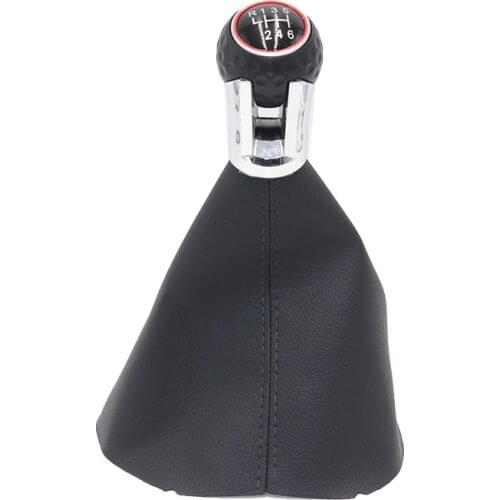 Chrome & Leather Car Shift Gear Knob Lever Gaitor Boot Cover For Skoda Rapid 2012 2013 2014 2015 2016 Auto Accessories