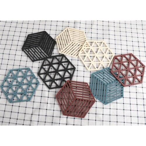 New 100pce/lot Hexagon Silicone Tableware Insulation Mat Coaster Cup Hexagon Mats Pad Heat-insulated Bowl Placemat