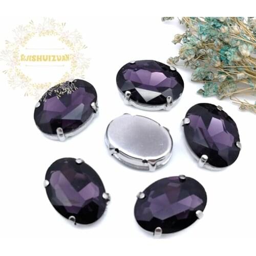 New New! Deep Purple Crystal Glass Sew-on OVAL Rhinestones with Claw DIY Dresses and Clothes13*18 10*14 8*10 18*25 20*30 6*8
