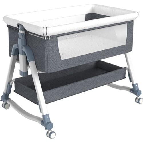 Baby Crib Portable Movable children Crib Foldable Height Adjustable Newborn Cradle Bed 0-24 Months