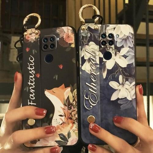 Shockproof Waterproof Phone Case For Xiaomi Redmi Note9/Redmi 10X 4G Kickstand Lanyard Flower