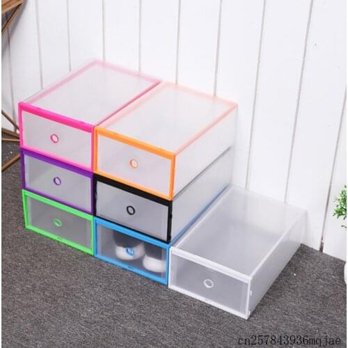 100pcs Transparent Shoe Boxes Thickened Flip Shoes Drawer Case Stackable Box Plastic Storage Box Shoe Storage Organizer