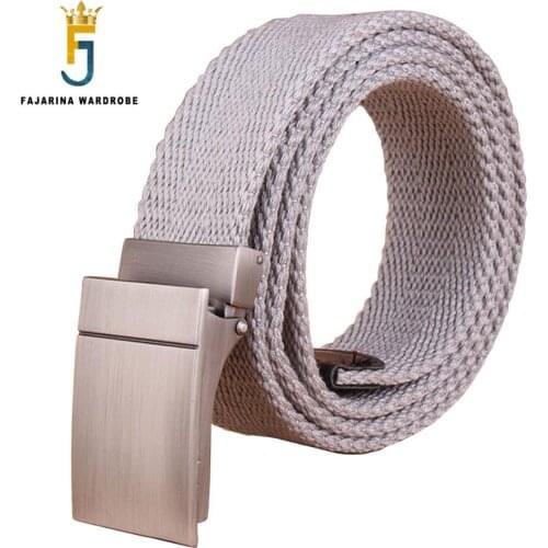FAJARINA Unisex Quality Canvas Grey Canvas Belts Alloy Smooth Styles Female Male Coffee Belts for Men 38mm Width CBFJ0056
