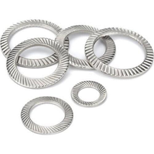 38pcs M3 M4 M5 M6 Thickened Double-Sided Tooth Washer Disc Type Lock Gasket High Amplitude Seismic DIN9250 Stainless Steel 304