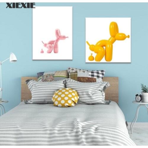Funny Balloon Dog Canvas Painting Pop Wall Art Toilet Poster Abstract Balloon Dog Print Modern Picture Home Decoration