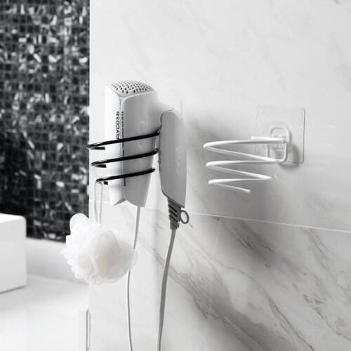 Iron Wall Mounted Hair Dryer Holder Bathroom Storage Shelf Rack For Hairdryer Shower Caddy Bathroom Organizer Accessories