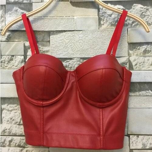 Ladies sexy PU leather navel tube top strap underwear high waist ultra short comfortable underwear FP045