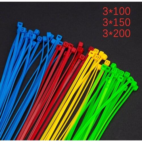 100Pcs 6 Colors Cable Tie Self-Locking Nylon Cable Tie Cable Tie Fixing Used For Wire And Cable Finishing 3x100MM 3x200MM